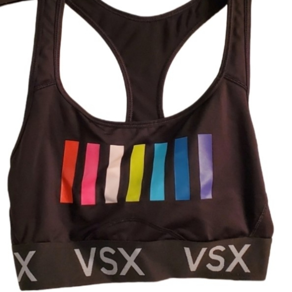 VSX Victorias Secret Sports Bra Womens Small Petite Black Athletic Workout